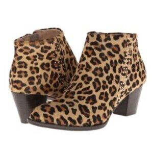 Vionic Farrah Leopard Print Ankle Booties | Haircalf Leather | Comfort Heel